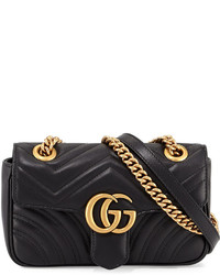 Gucci Gg Marmont 20 Mini Quilted Leather Crossbody Bag Black