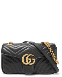 Gucci Gg Marmont 20 Small Quilted Leather Shoulder Bag Black