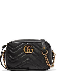 Gucci Gg Marmont Camera Mini Quilted Leather Shoulder Bag Black