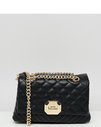 Aldo Ifee Black Quilted Cross Body Bag With Double Gold Chunky Chain Strap