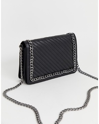 ASOS DESIGN Leather Quilted Chain Detail Shoulder Bag