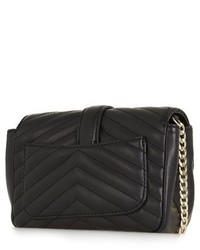Topshop Magic Quilted Faux Leather Crossbody Bag Black