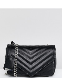 Glamorous Quilted Chevron Cross Body Bag In Black