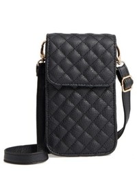 Amici Accessories Quilted Faux Leather Phone Crossbody Bag Black