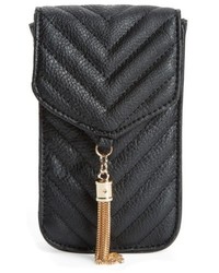 Amici Accessories Quilted Faux Leather Phone Crossbody Bag Black