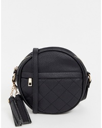 Ichi Round Quilted Cross Body Bag In Black