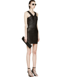 Balmain Black Leather Quilted Dress