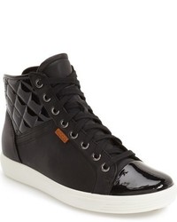 Black Quilted Leather High Top Sneakers