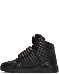 Versace Black Quilted Medusa High Top Sneakers