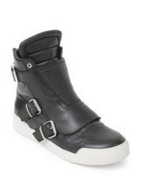 Balmain Quilted Leather High Top Sneakers