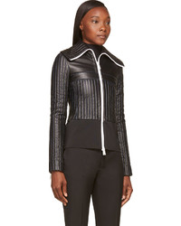 Paco Rabanne Black Leather Quilted Fitted Jacket