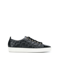 Black Quilted Leather Low Top Sneakers