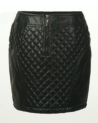 ChicNova A Line Quilting Mini Leather Skirt