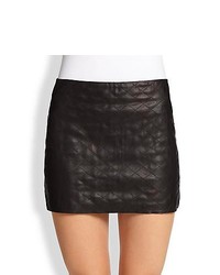 Alice + Olivia Brigitta Quilted Leather Mini Skirt Black