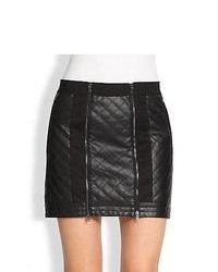 BCBGMAXAZRIA Quilted Faux Leather Moto Skirt Black