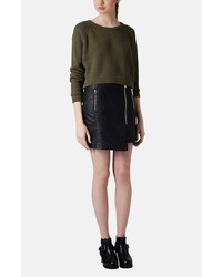 Topshop Quilted Asymmetrical Faux Leather Skirt
