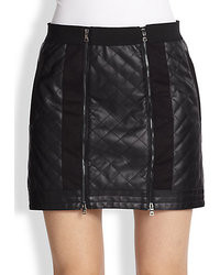 BCBGMAXAZRIA Quilted Faux Leather Moto Skirt