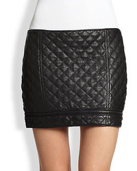 Haute Hippie Quilted Leather Zip Mini Skirt
