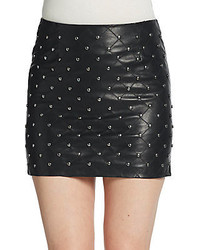 Saks Fifth Avenue RED Studded Quilted Faux Leather Mini Skirt
