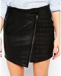 Yas Assymetrical Zip Mini Leather Skirt
