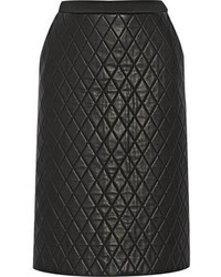 Neil Barrett Quilted Leather And Scuba Jersey Skirt
