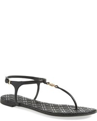 Black Quilted Leather Sandals