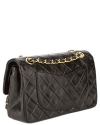 Chanel Black Quilted Lambskin Leather Double Flap Bag
