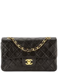 Chanel Black Quilted Lambskin Leather Double Flap Bag