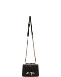 Alexander McQueen Black Quilted Small Jeweled Satchel