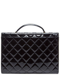 Chanel Black Quilted Patent Briefcase