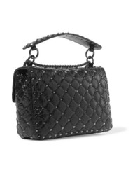 Valentino Garavani Rockstud Spike Quilted Cracked Leather Shoulder Bag