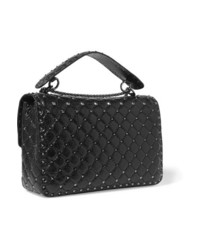 Valentino Garavani The Rockstud Spike Medium Quilted Cracked Leather Shoulder Bag