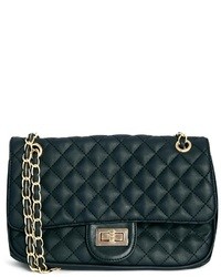 Liquorish Quilted Bag With Long Chain Strap Black