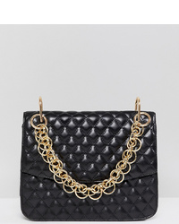 My Accessories London Black Statet Bag With Gold Link Chain Handle
