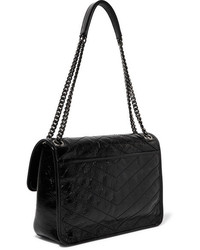 Saint Laurent Niki Medium Quilted Crinkled Patent Leather Shoulder Bag
