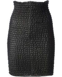 Black Quilted Leather Skirt