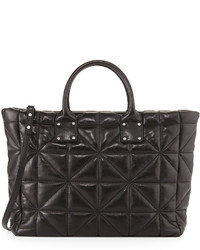 Milly Avery Quilted Lambskin Tote Bag Black