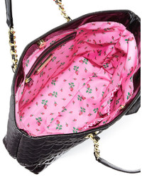 Betsey Johnson Be Mine Quilted Tote Bag Black