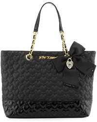 Betsey Johnson Be Mine Quilted Tote Bag Black