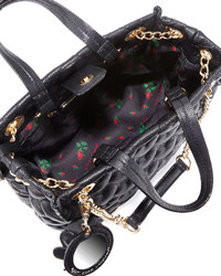 Betsey Johnson Bee Mine Heart Quilted Shopper Bag Black