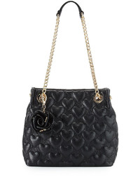 Betsey Johnson Bee Mine Heart Quilted Shopper Bag Black