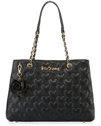 Betsey Johnson Bee Mine Heart Quilted Tote Bag Black