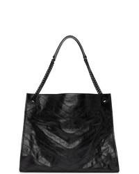 Saint Laurent Black Large Quilted Tote Bag