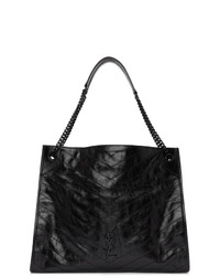 Saint Laurent Black Large Quilted Tote Bag