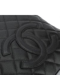 Chanel Black Quilted Caviar Leather Petite Shopping Tote Bag