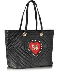 Love Moschino Black Quilted Red Heart Eco Leather Tote