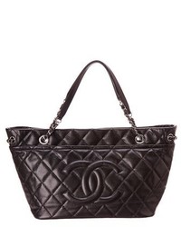 Chanel Black Soft Quilted Caviar Leather Large Timeless Shopping Tote