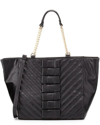 Betsey Johnson Black Tie Affair Quilted Bow Tote Bag Black
