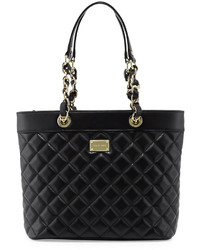 St. John Collection Quilted Leather Tote Bag Blackgold