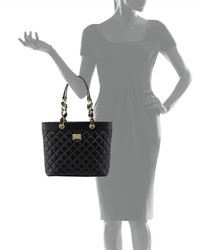 St. John Collection Quilted Leather Tote Bag Blackgold